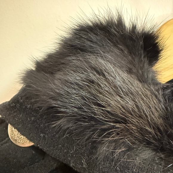 Ochirly Wool & Silk Blend Coat with Rabbit Fur Lined Hood – Size Extra-Small - Picture 8 of 14